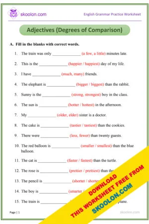 Grammar worksheet for Grade 5 Archives - skoolon.com