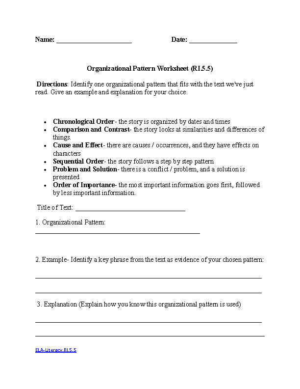 English Worksheets | 5th Grade Common Core Worksheets