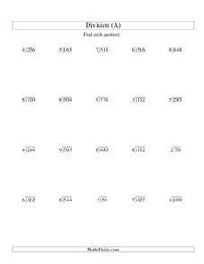 Long Division No Remainders (A) Worksheet for 4th - 5th Grade ...