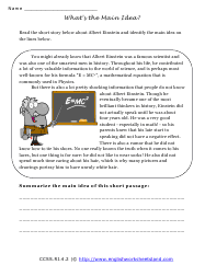 Finding the Main Idea Worksheets
