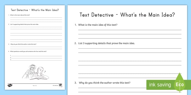 Whats the Main Idea? Text Detective Activity for 3rd-5th Grade