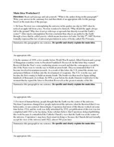 Main Idea Worksheet 5 Worksheet for 4th - 8th Grade | Lesson Planet