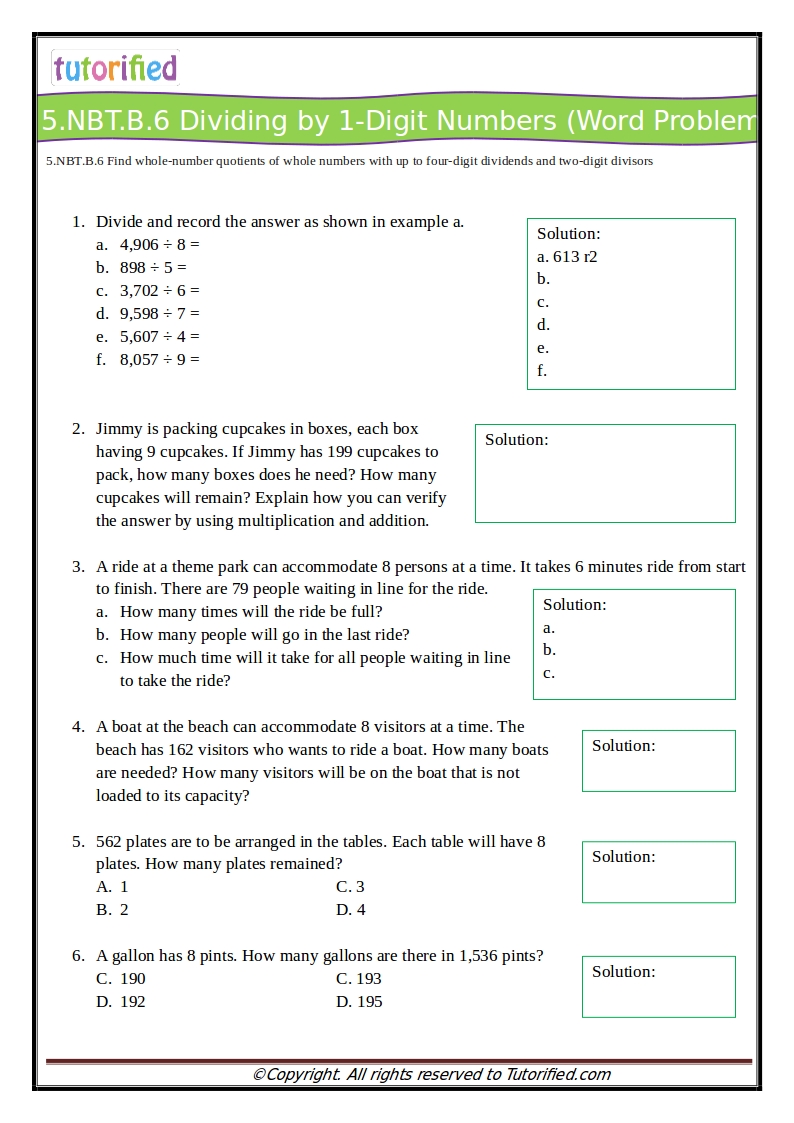 5th Grade Common Core Math Worksheets