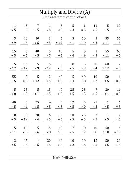 5th grade math division worksheet printable
