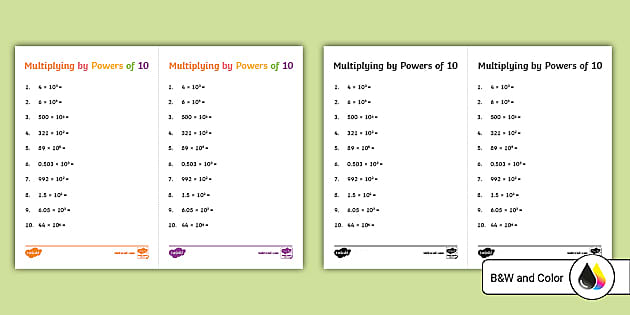 Fifth Grade Multiplying by Powers of 10 Activity - Twinkl