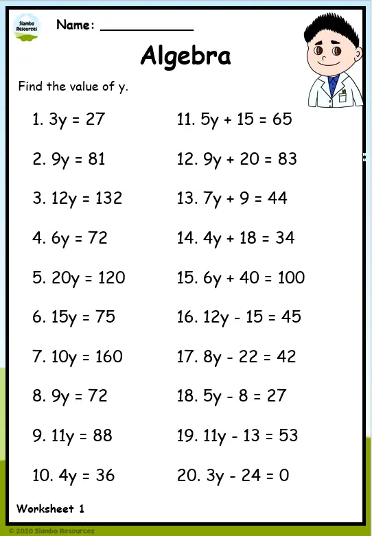 Grade 5 Algebra Worksheets | Free Math Worksheets