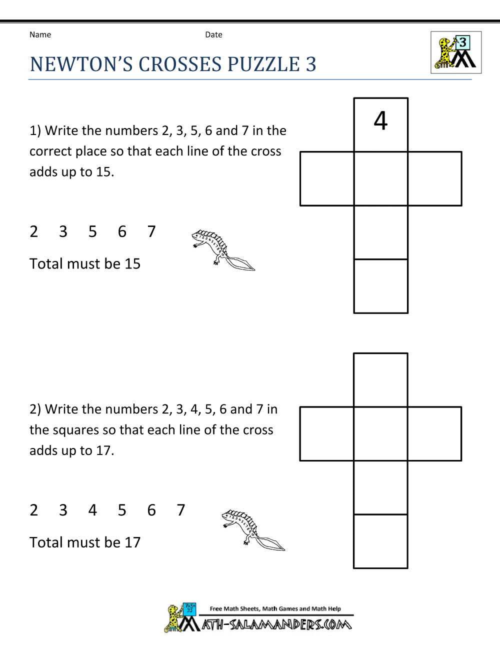 3rd Grade Math Puzzles Worksheets