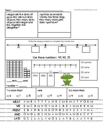1st Grade Math Review Worksheets | FreeEducationalResources.com