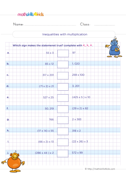 Multiplication worksheets for Grade 5 printable