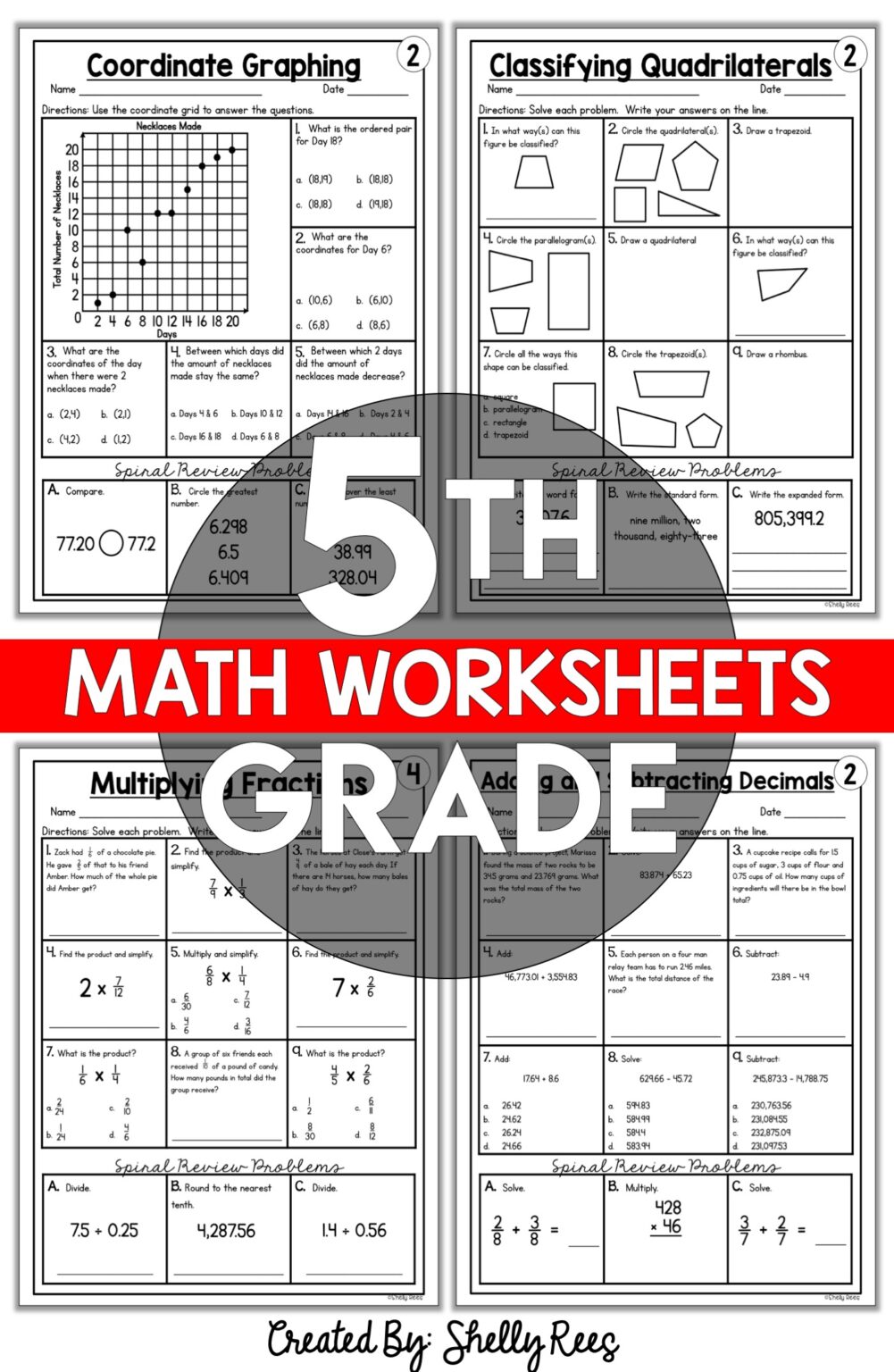 5th Grade Math Worksheets Free and Printable - Appletastic Learning