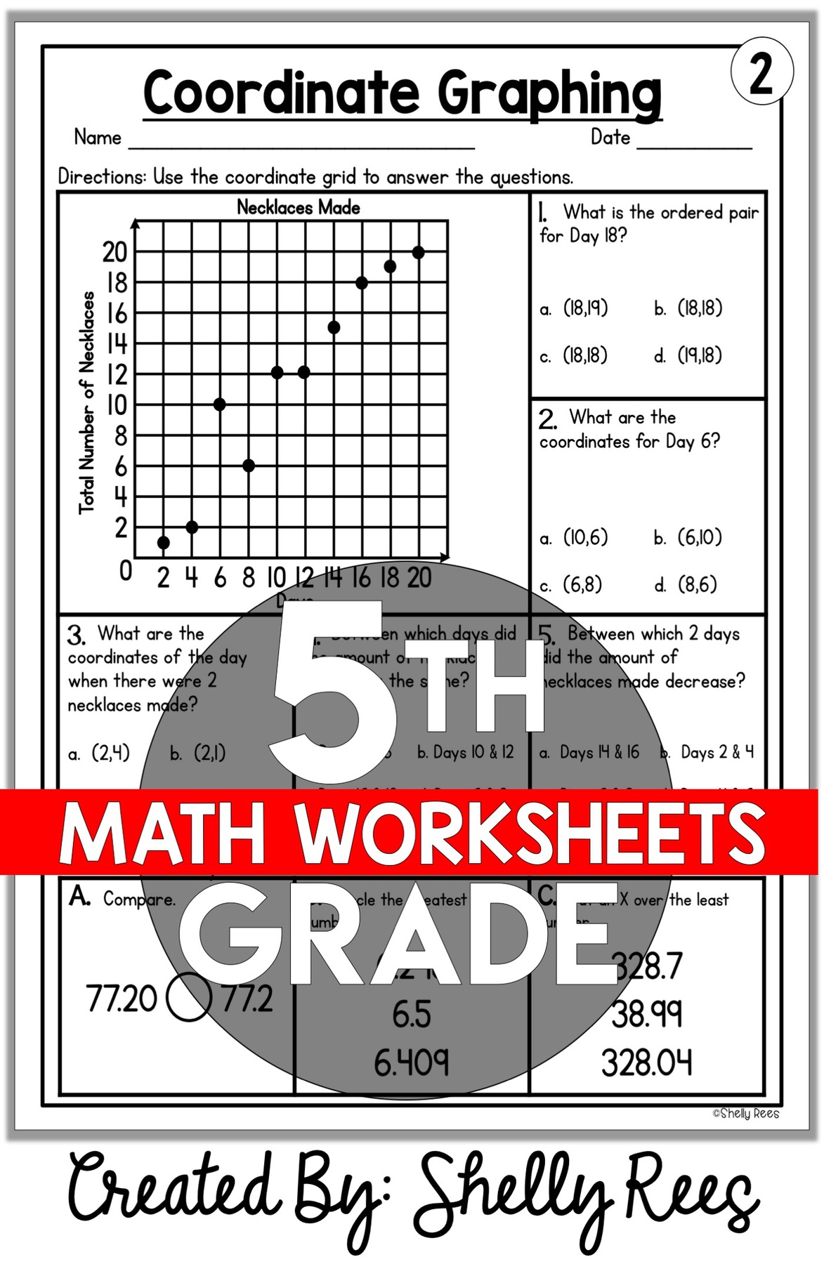 5th grade math review worksheet free