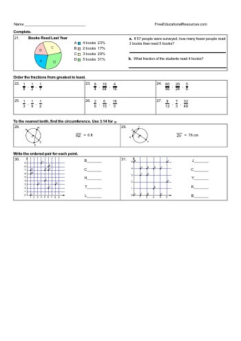 5th grade math review worksheet pdf