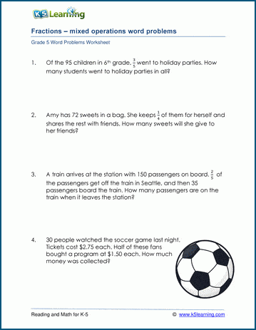 5th grade math word problems worksheet pdf