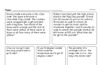 5th grade math word problems worksheet pdf