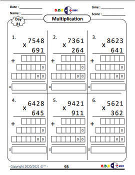 Math Worksheets multi digit multiplication grade 5-7 | Made By ...