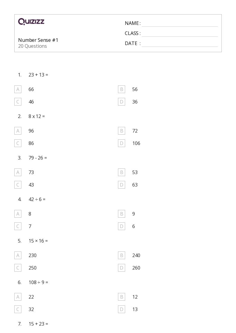 50+ Math worksheets for 5th Grade on Quizizz | Free &  Printable