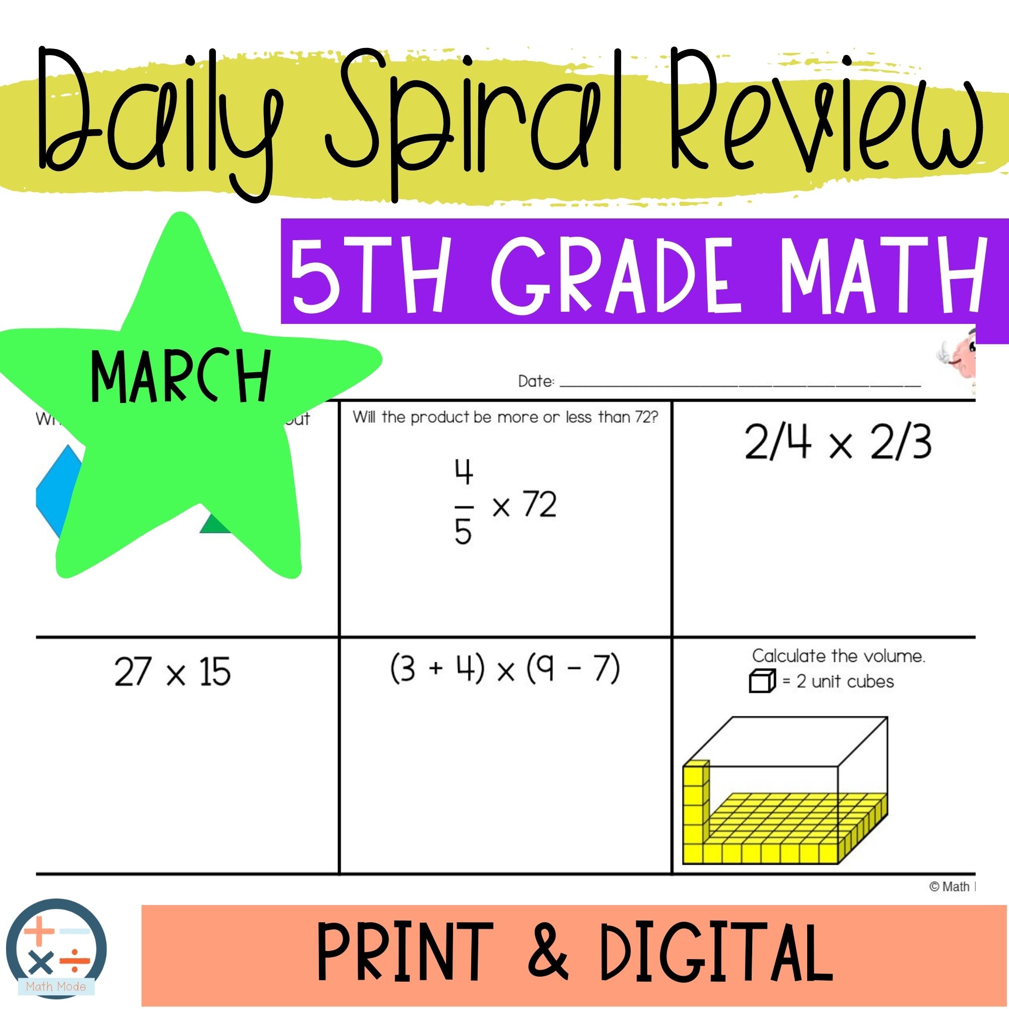 Grade 5 Math Daily Spiral Review for Math Homework or Math Morning ...