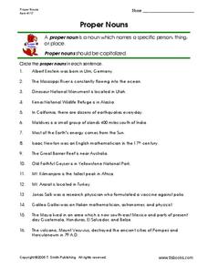 Proper Nouns Worksheet for 3rd - 5th Grade | Lesson Planet