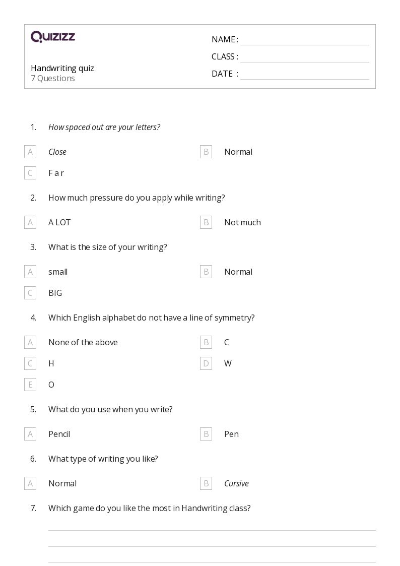 50+ Handwriting worksheets for 5th Grade on Quizizz | Free &  Printable