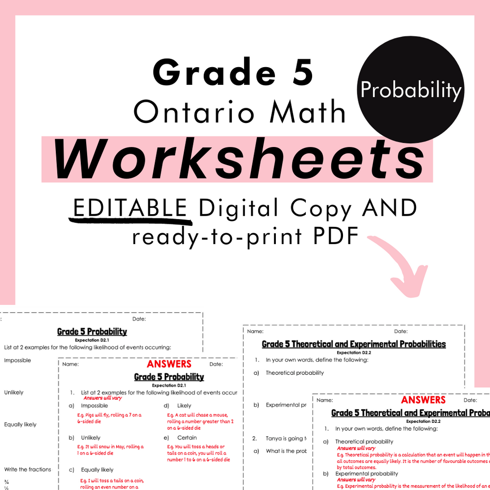 5th grade probability worksheet