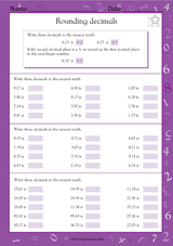 Rounding Decimals to the Nearest Tenth Worksheet (Grade 5 ...