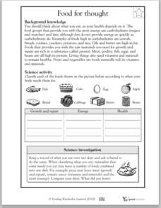 Food for thought Worksheet for 5th Grade | Lesson Planet