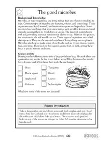 The good microbes Worksheet for 3rd - 5th Grade | Lesson Planet