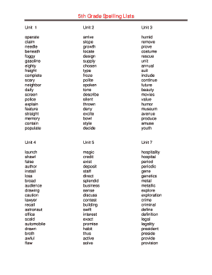 5th Grade Spelling Words - Fill Online, Printable, Fillable, Blank ...