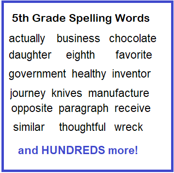 5th Grade Spelling Words, Worksheets, Games &  Activities