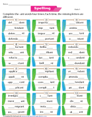 Fifth Grade Spelling Worksheets