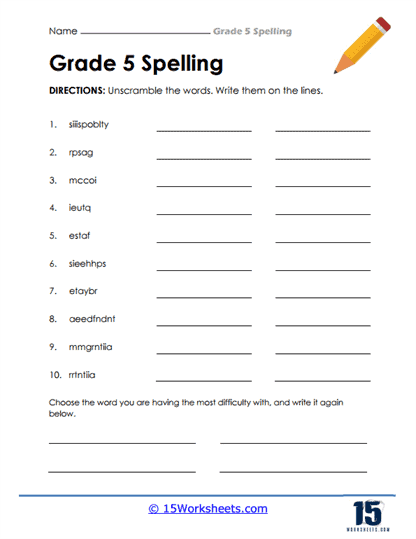 5th Grade Spelling Words Worksheets - 15 Worksheets Library