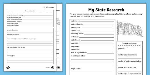 My State Research Activity (Lehrer gemacht) - Twinkl