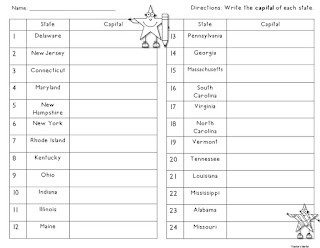 5th grade states and capitals worksheet