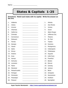 5th grade states and capitals worksheet
