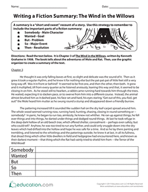 Writing a Fiction Summary: The Wind in the Willows | Worksheet ...