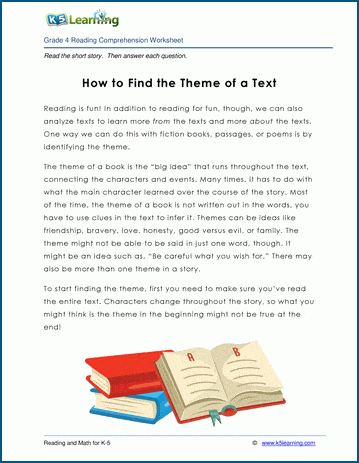 How to Find the Theme of a Text - Grade 4 Childrens Story | Worsheets library...