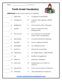 Vocabulary Worksheets