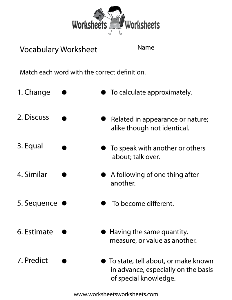 5th grade vocabulary worksheet free