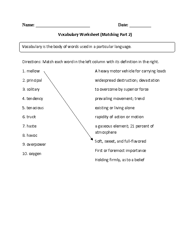5th grade vocabulary worksheet free