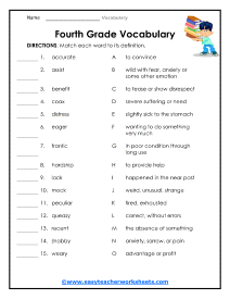 5th grade vocabulary worksheet printable