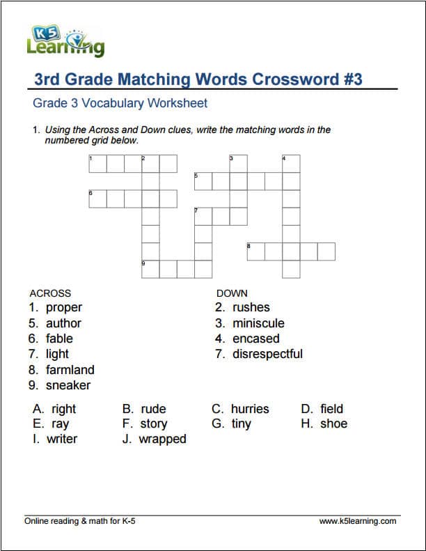 5th grade vocabulary worksheet printable