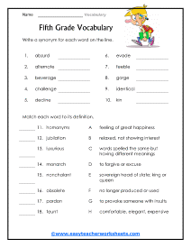 Vocabulary Worksheets