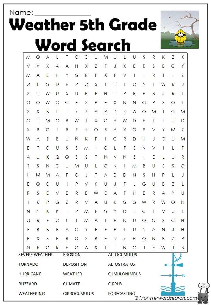 weather 5th grade word search - Monster Word Search