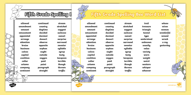 Spelling Words for 5th Graders | Spelling Bee |  USA