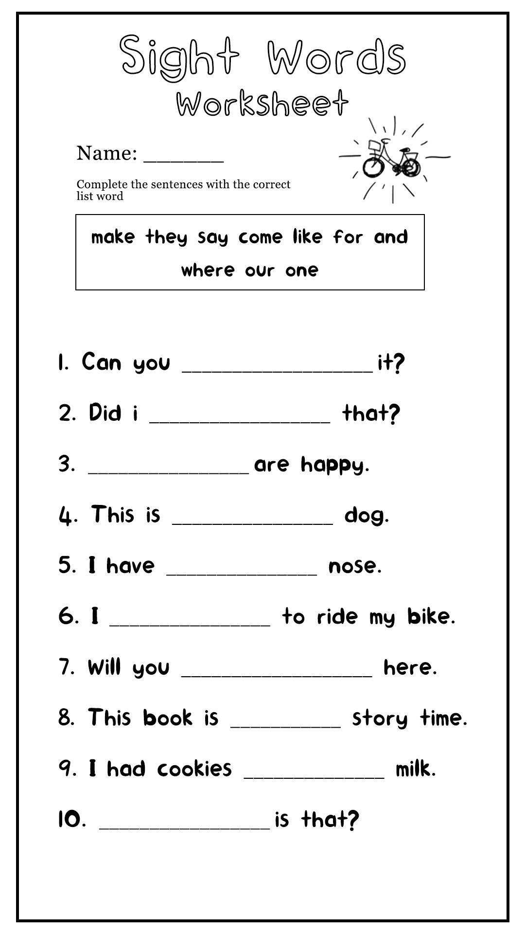 19 Sight Words Worksheets 5th Grade - Free PDF at worksheeto.com
