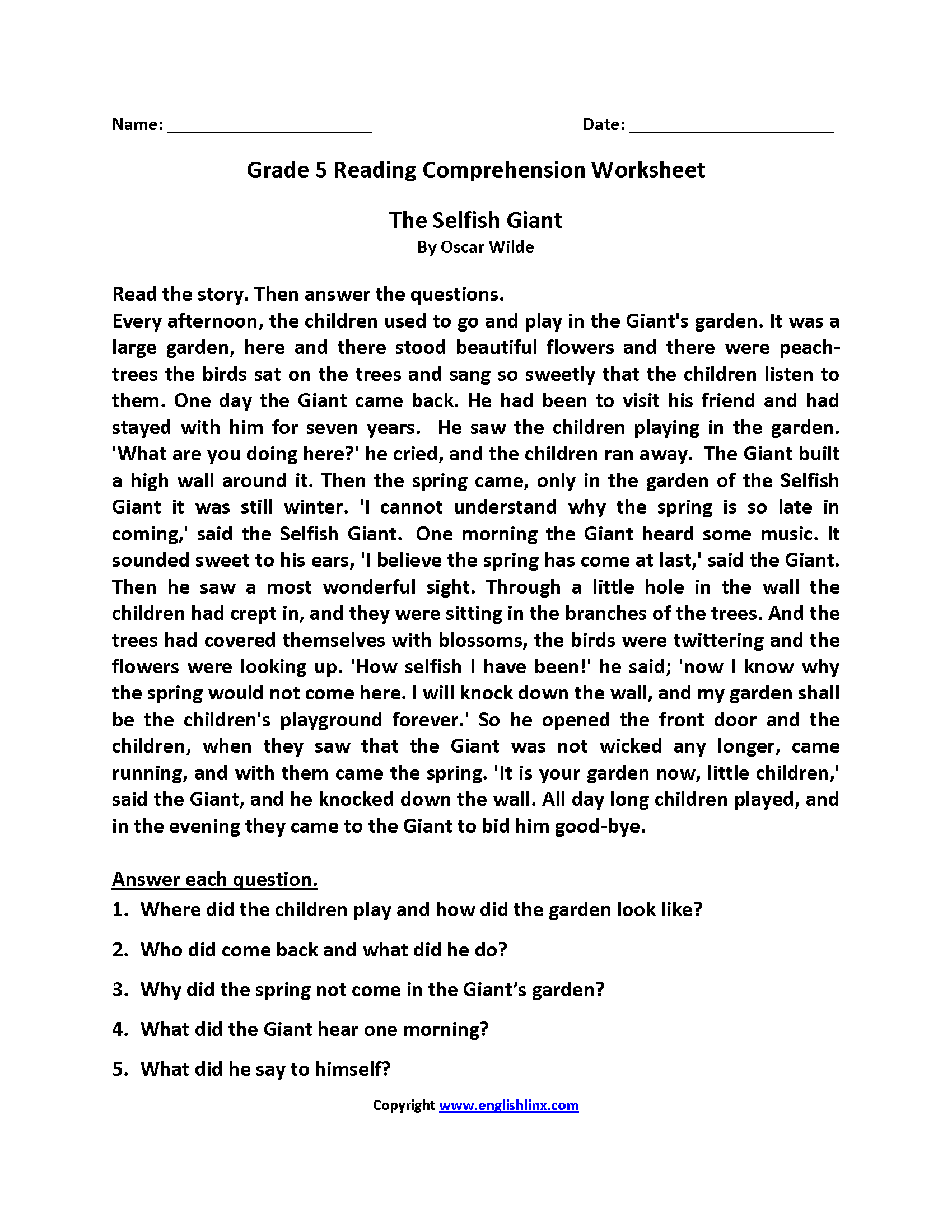 Reading Worksheets Fifth Grade Reading Worksheets, 50% OFF