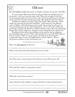 5th grade worksheet reading
