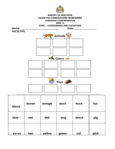 Grade 5 - Worksheets - Language Arts