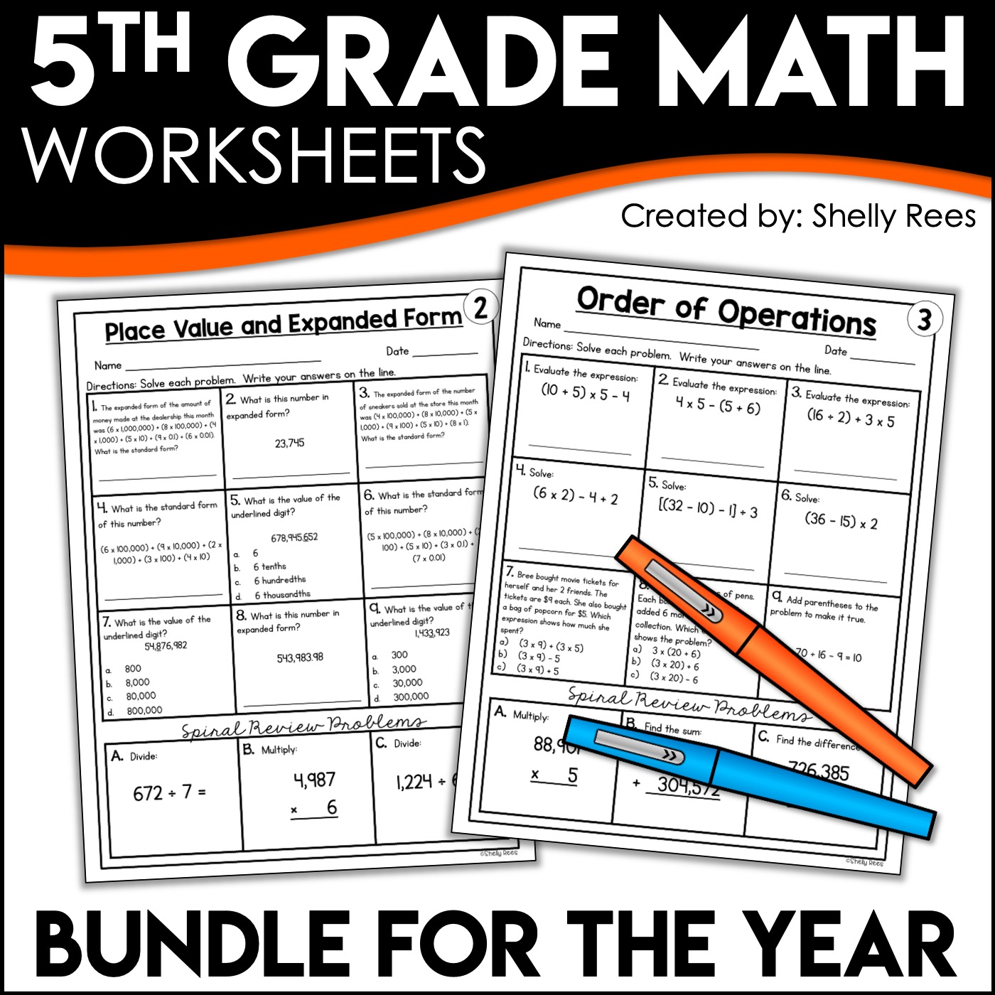 5th Grade Math Worksheets for the Year - Appletastic Learning
