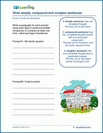 Grade 5 Sentences Worksheets | Worsheets library